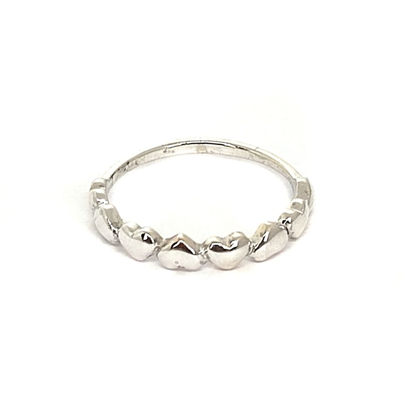 ANDREA COGGIOLA JOYAS - Anillo Medio Cintillo Corazón Plata Fina 925