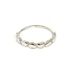 ANDREA COGGIOLA JOYAS - Anillo Medio Cintillo Corazón Plata Fina 925