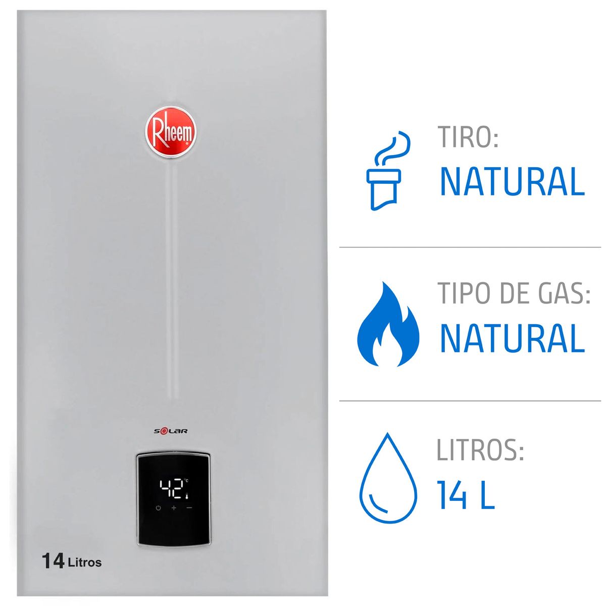 RHEEM - Calefont 14 litros Gas natural Tiro Natural Rheem