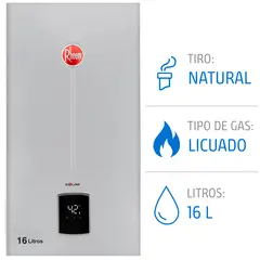 RHEEM - Calefont 16 litros Gas licuado Tiro Natural