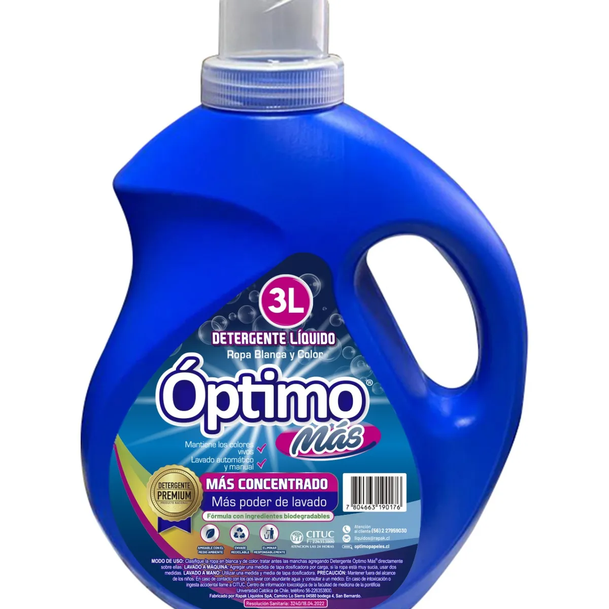 GENERICO - Detergente Liquido Optimo Premium 3 litros 6 unidades