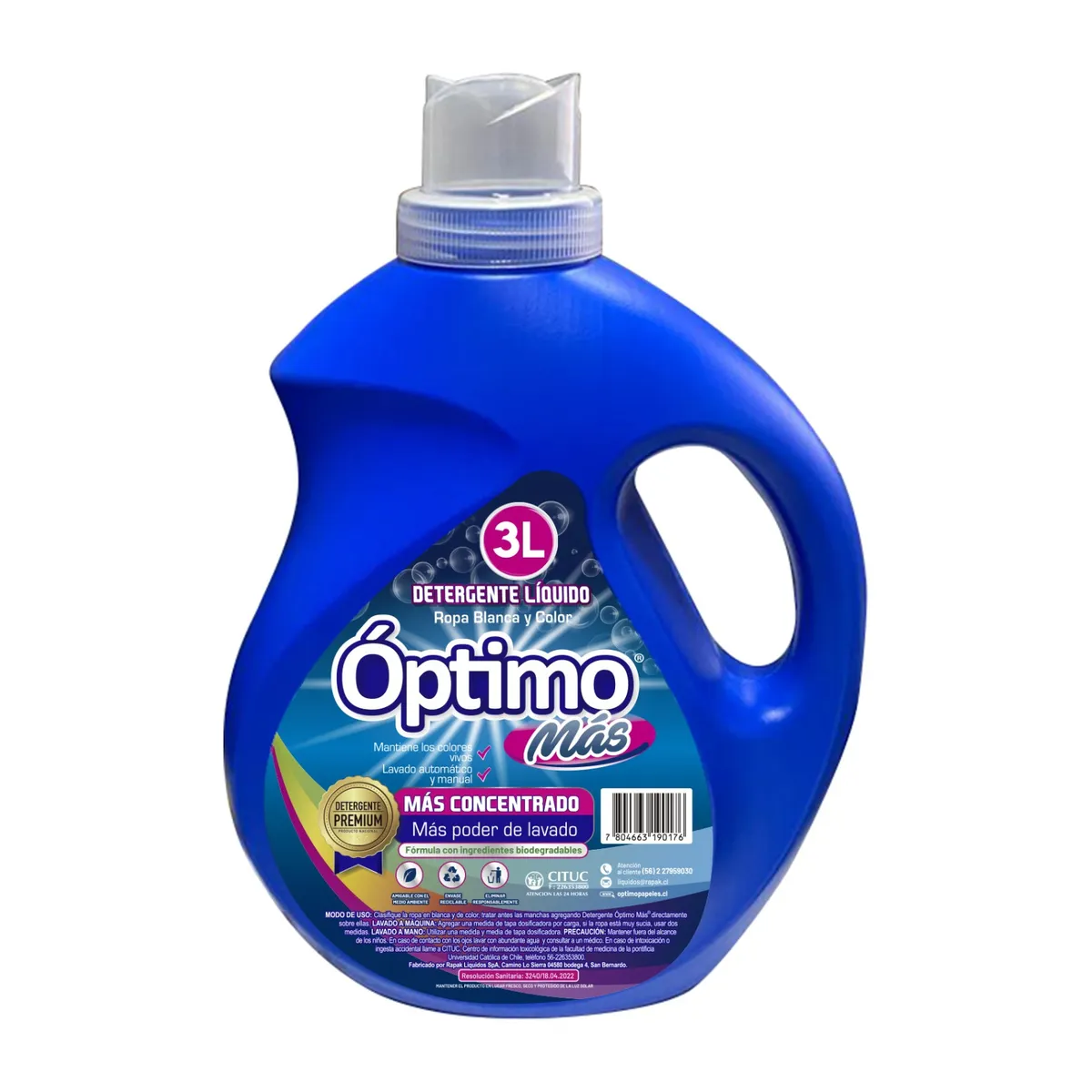 GENERICO - Detergente Liquido Optimo Premium 3 litros 6 unidades