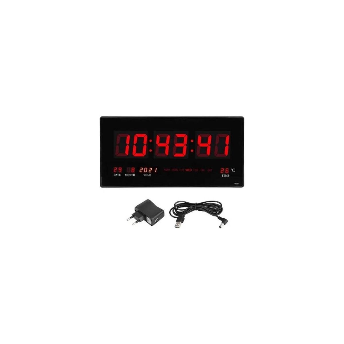 GENERICO - Reloj Digital Pared Luz Led Hora Fecha Temperatura JH4600