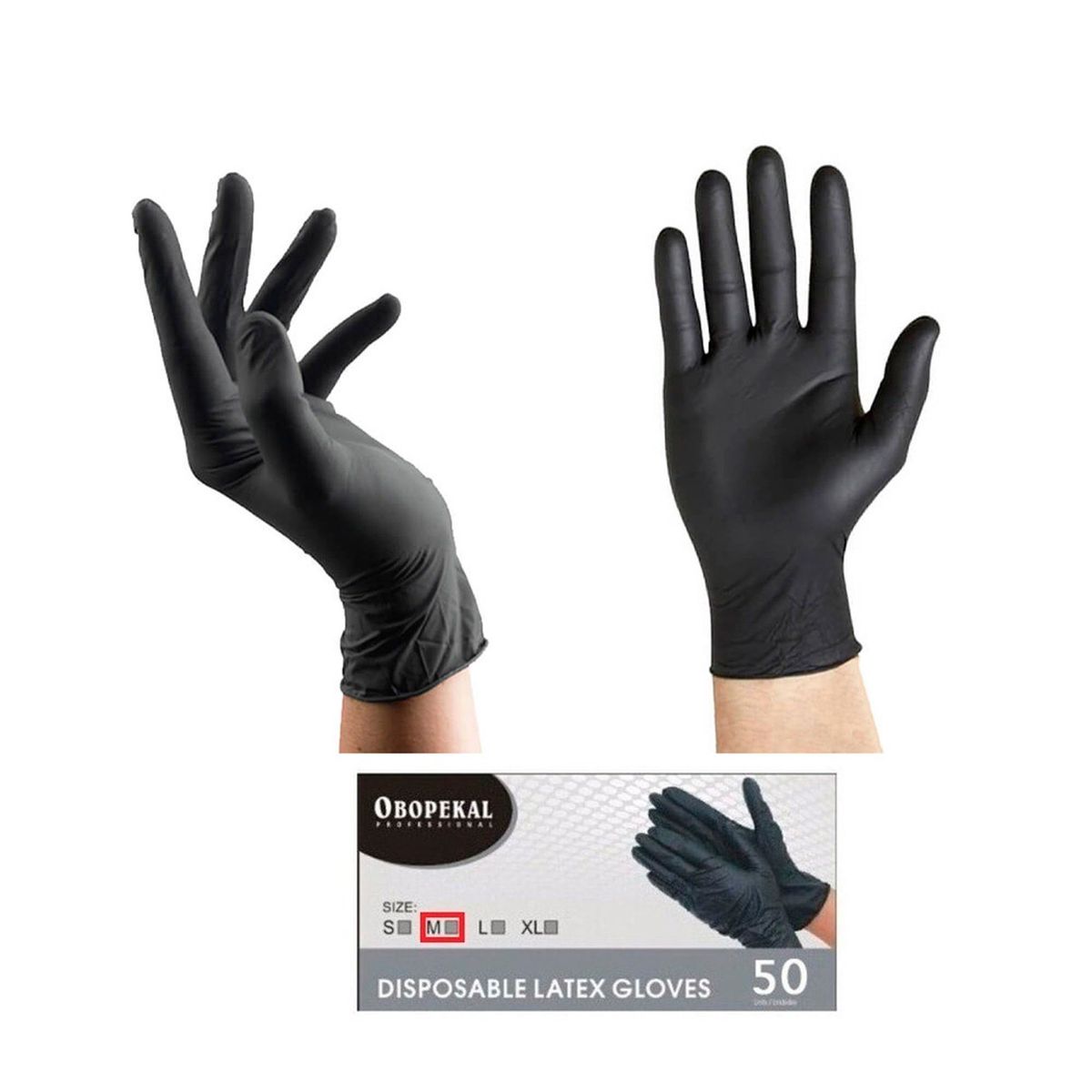 OBOPEKAL - Guantes Latex Profesionales resistentes Talla M 50un