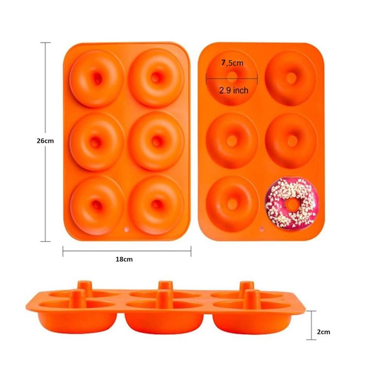 GENERICO - Pack x2 Moldes Silicona Donas Moldes De Silicona Donuts Molde Dona