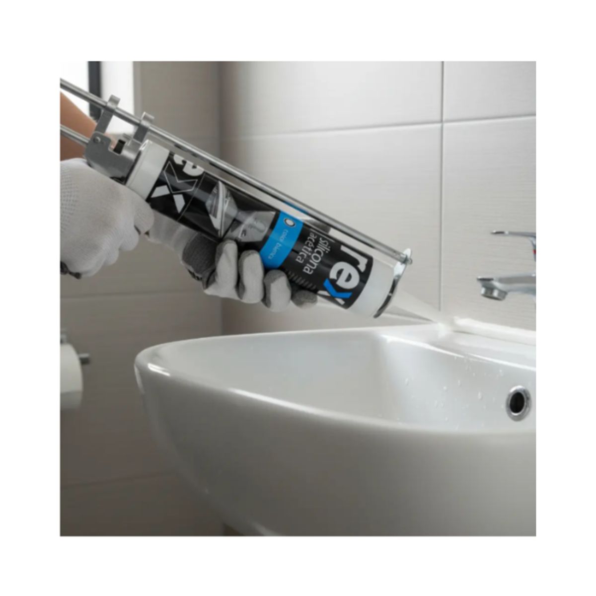 REX - Silicona Acética Blanca con Fungicida Rex Cartucho 300 ml