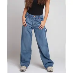 MOMCHIC - Jeans flow fit azul