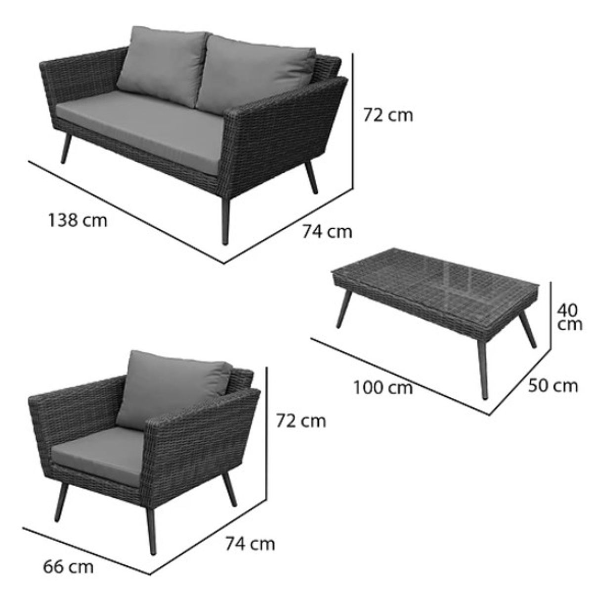 EL BARCO - JUEGO LIVING TERRAZA ALBANY 4 PERSONAS