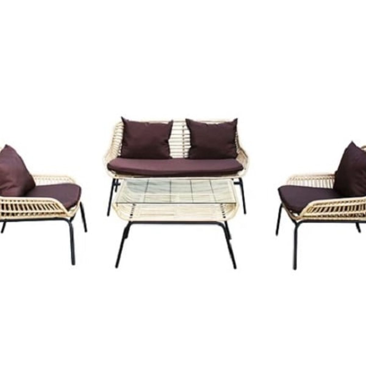 EL BARCO - JUEGO LIVING TERRAZA JAVA 4 PERSONAS COJÍN CAFÉ