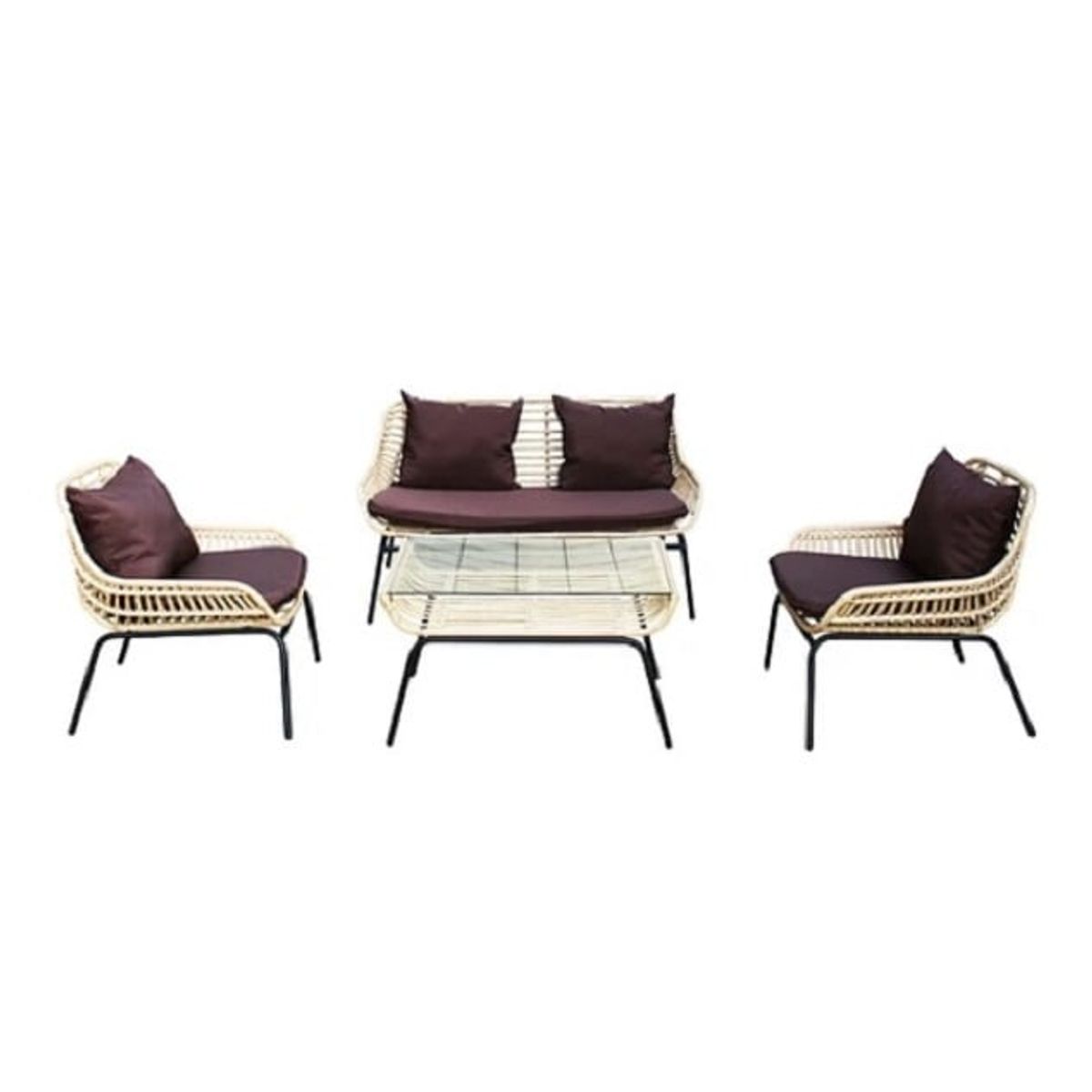 EL BARCO - JUEGO LIVING TERRAZA JAVA 4 PERSONAS COJÍN CAFÉ