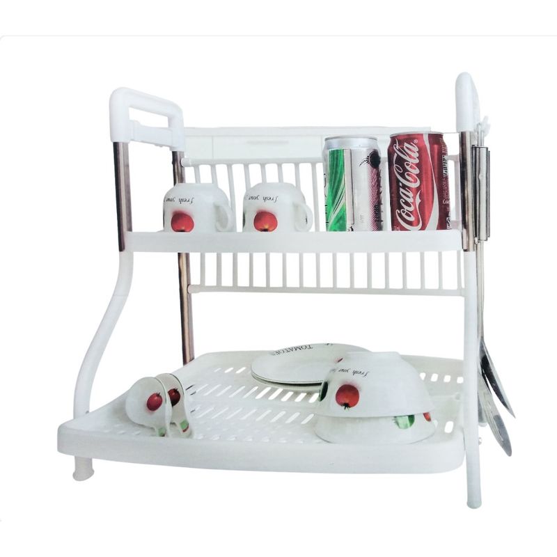 GENERICO - Rack Escurridor Secador Loza Blanco 2 Niveles