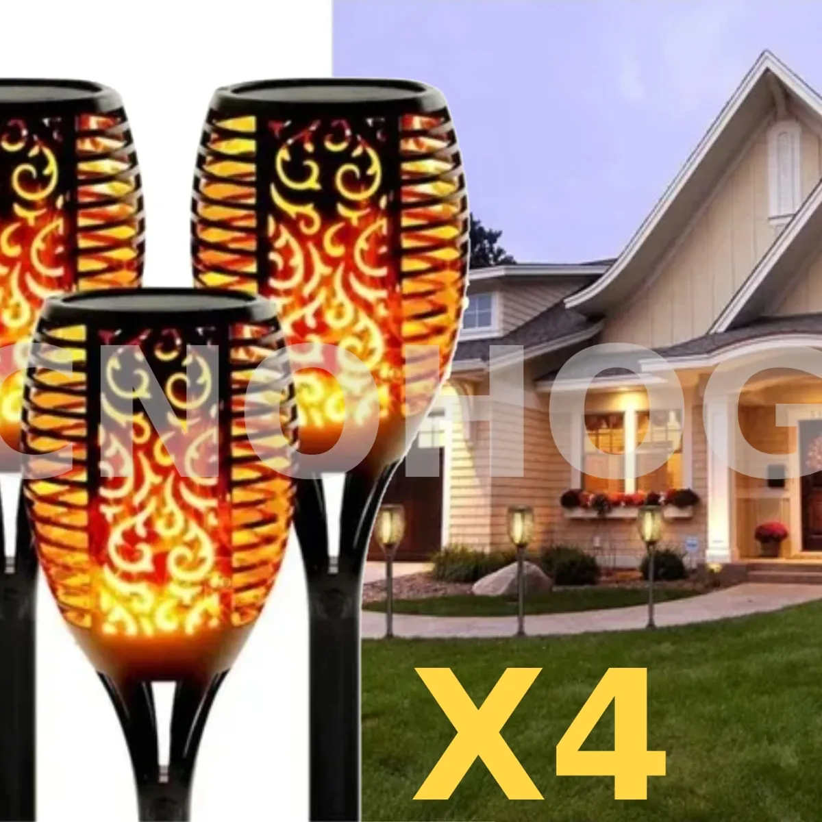 GENERICO - Pack X4 Lampara Led Luces Solares Antorchas Estaca