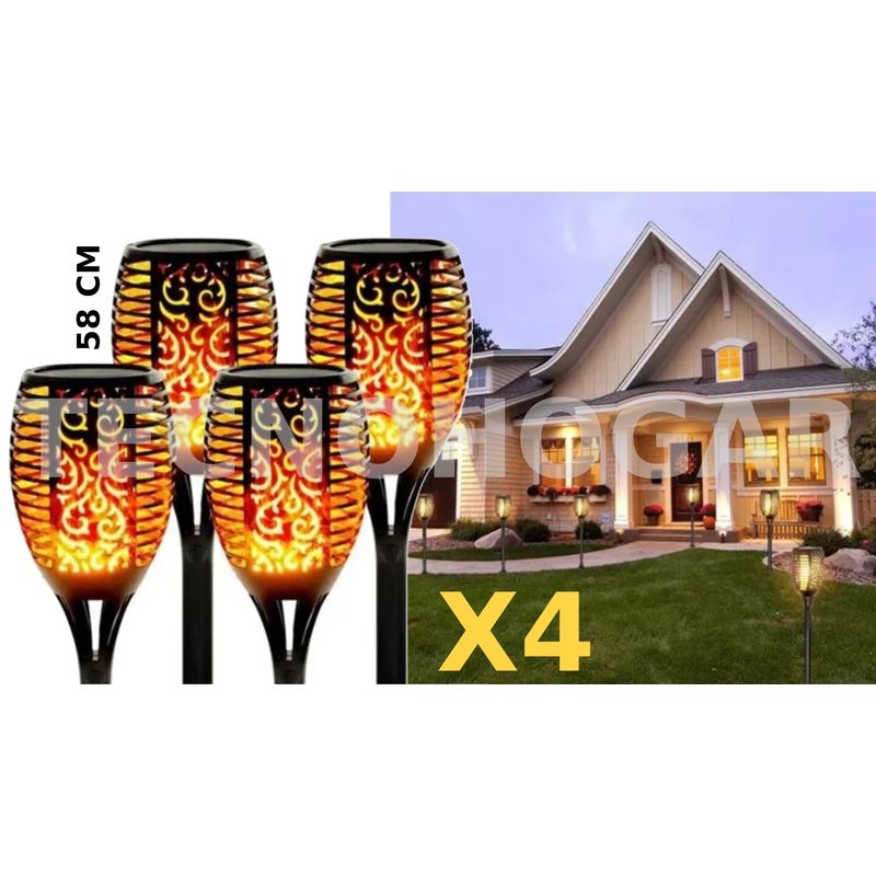 GENERICO - Pack X4 Lampara Led Luces Solares Antorchas Estaca