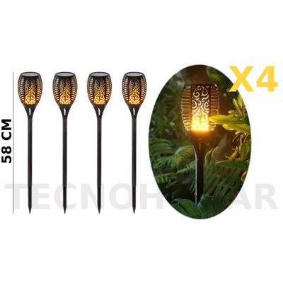 Imagen 2 del producto Pack X4 Lampara Led Luces Solares Antorchas Estaca