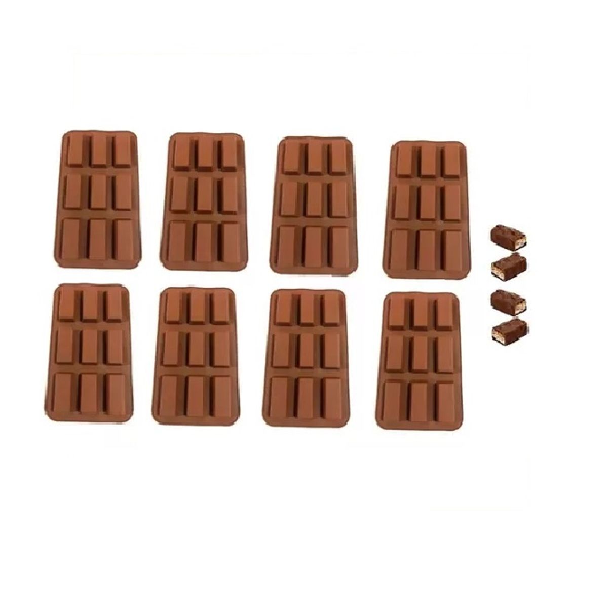 PASTELERIUS - X8 Moldes Silicona Chocolate Molde De Silicona Barra Cereal Moldes Silicona Barra Chocolate Molde