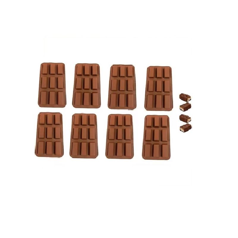 Pasteleria - 8 Moldes Silicona Chocolate Molde De Silicona Barra Cereal