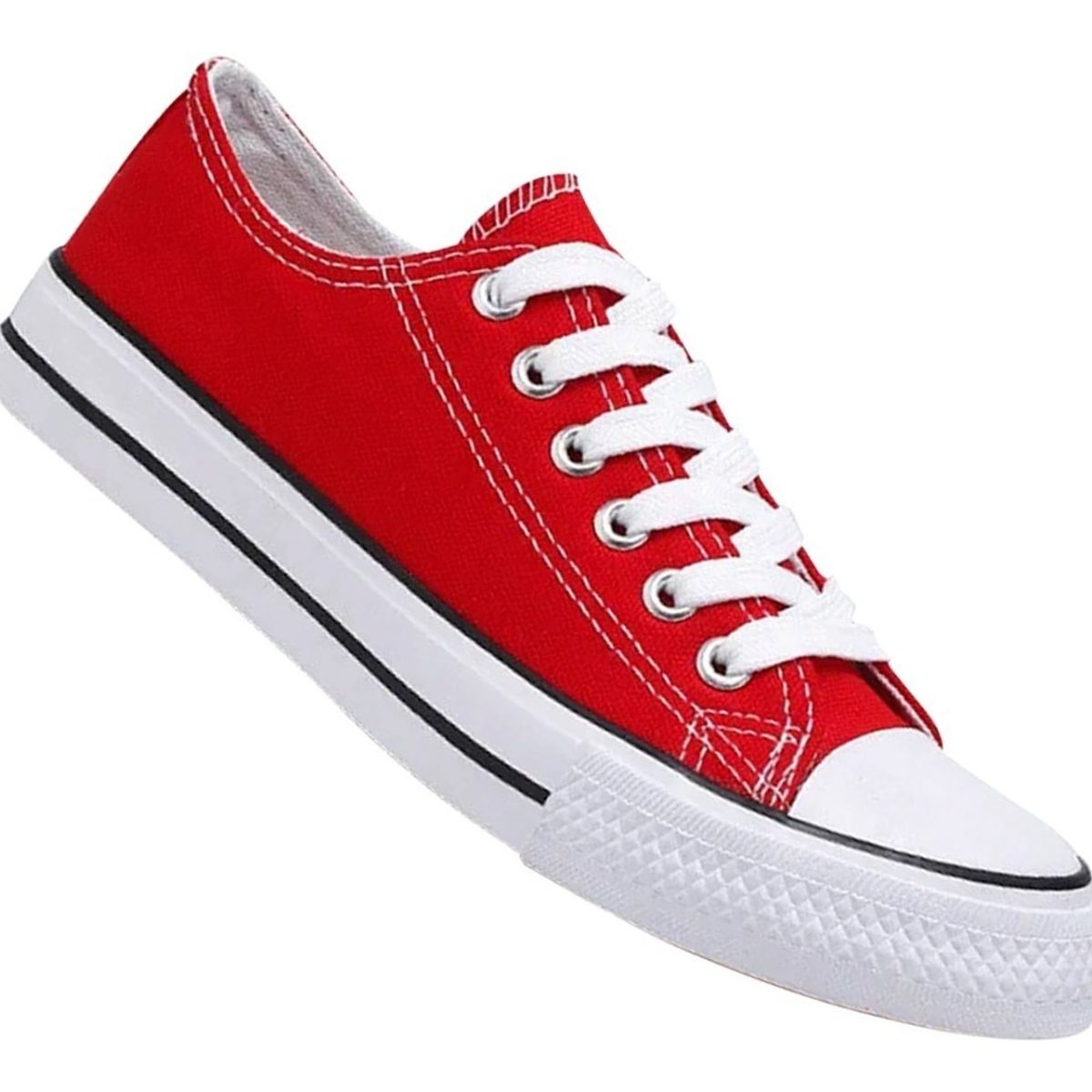 GENERICO - Zapatilla De Mujer Urbana De Lona Casual - Rojo - 7078
