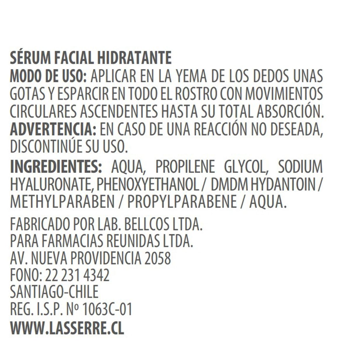 LASSERRE COSMETIQUE - Sérum Facial Hidratante Hialurónico 30 ml Lasserre Cosmétique