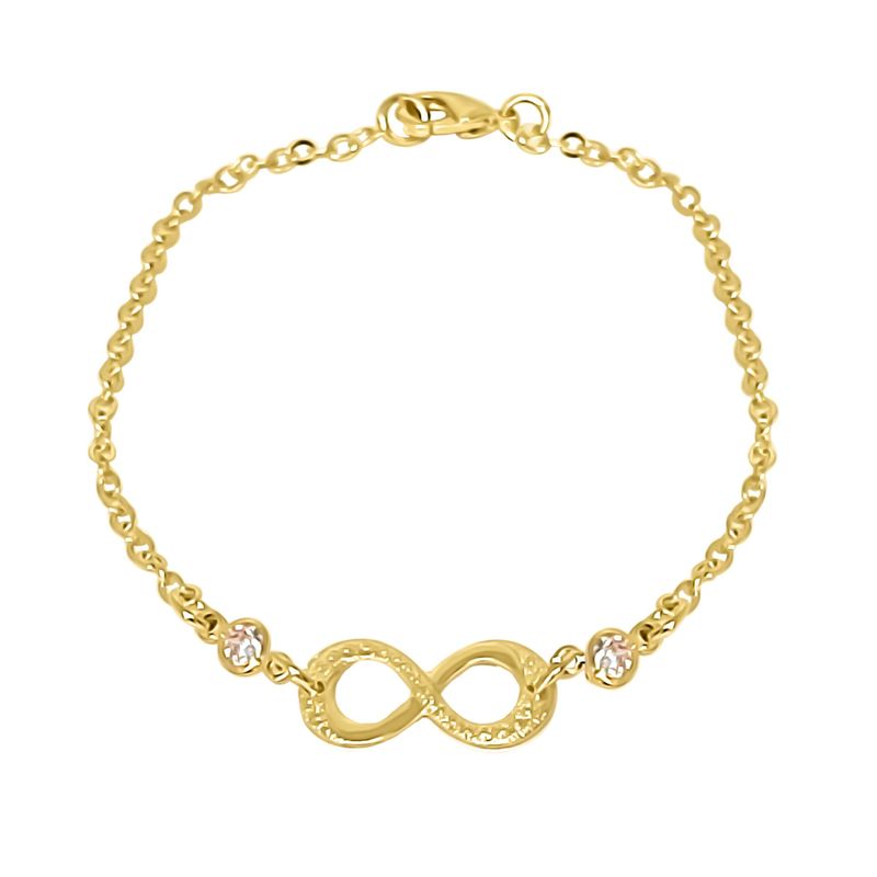 ANDREA COGGIOLA JOYAS - Pulsera Infinito Texturado Circón Enchapado Oro 18K