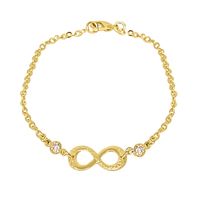 Pulsera Infinito Texturado Circón Enchapado Oro 18K