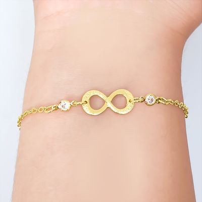Imagen 2 del producto Pulsera Infinito Texturado Circón Enchapado Oro 18K