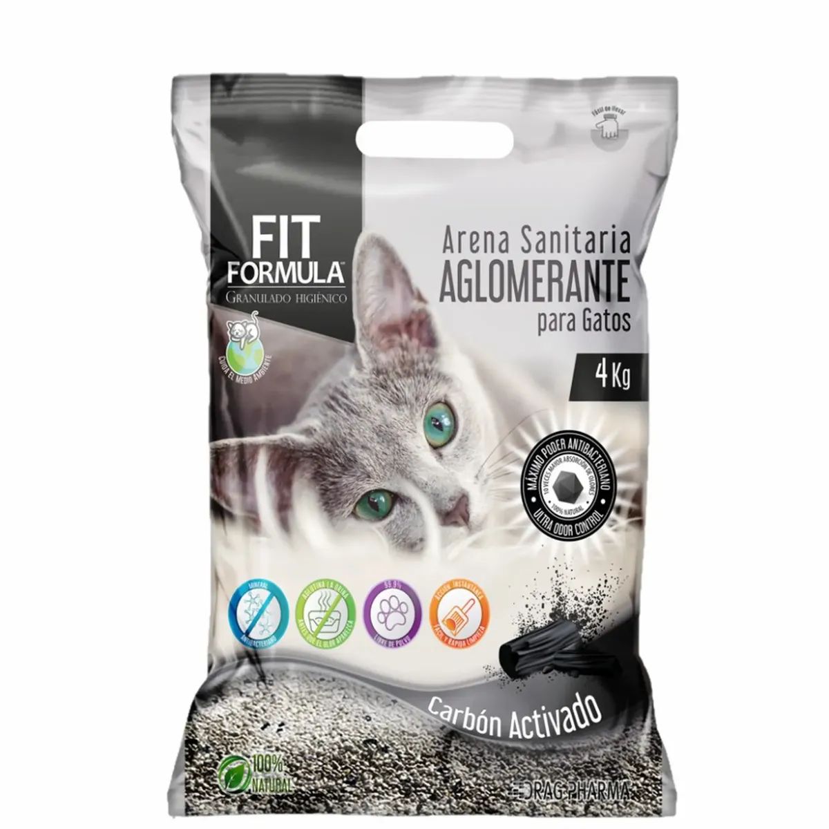 FIT FORMULA - Arena Sanitaria para Gatos Carbon Activado Fit Formula 4 Kg-