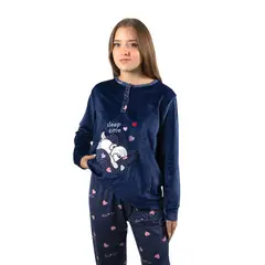 MEDIA LUNA - Pijama Mujer Plush Diseño Oso Dormilón