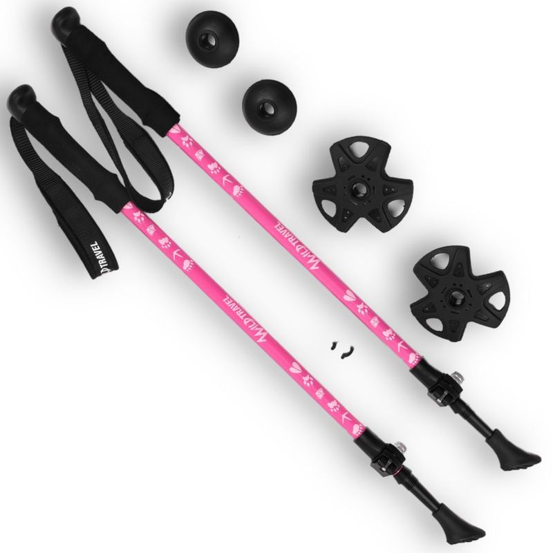 WILD TRAVEL - Pack Niño Niña 2 Bastones de Trekking Wild Travel Rosado