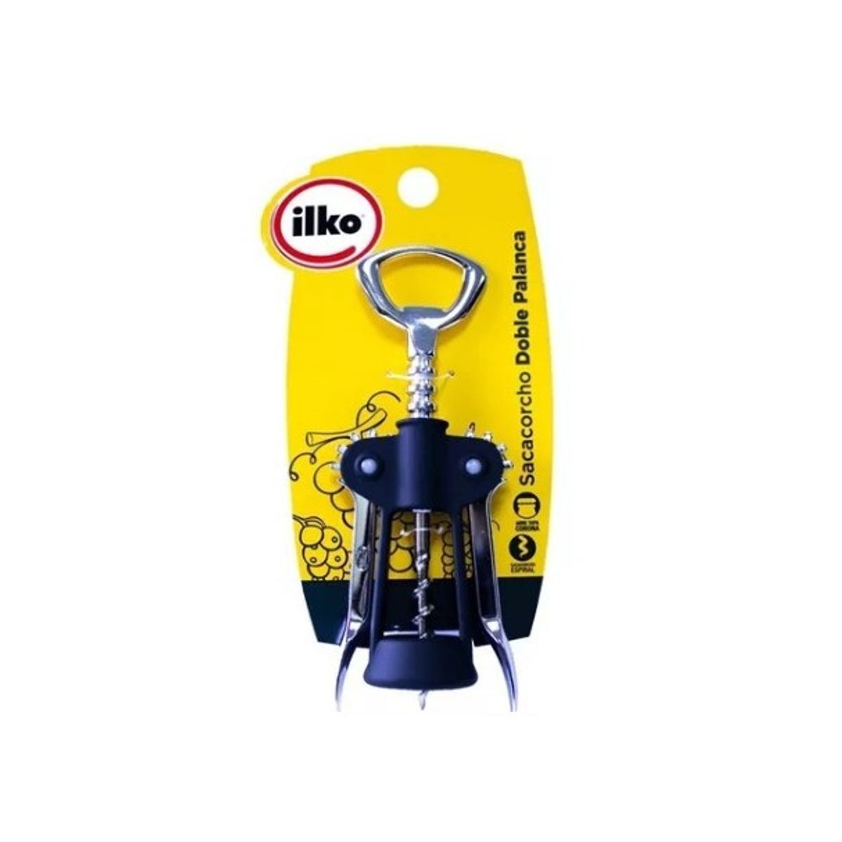 IRM - Sacacorcho Doble Palanca Acero Inoxidable Destapa Vino Ilko