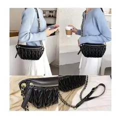 GENERICO - Bolso Bandolero Cruzado de Dama Negro Ecocuero