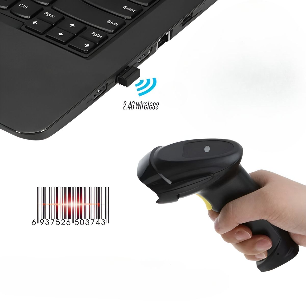 UTEK - Lector de Códigos de Barra Inalámbrico CCD 2.4G Recargable
