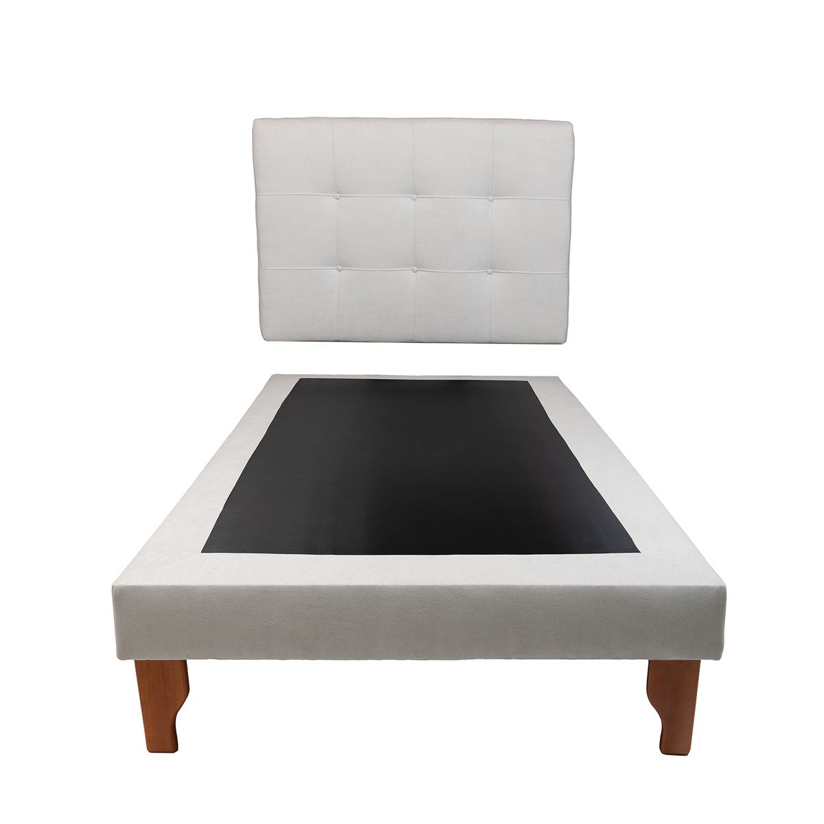 MUEBLES NEW - CAMA PLAZA Y MEDIA GRIS LINO.