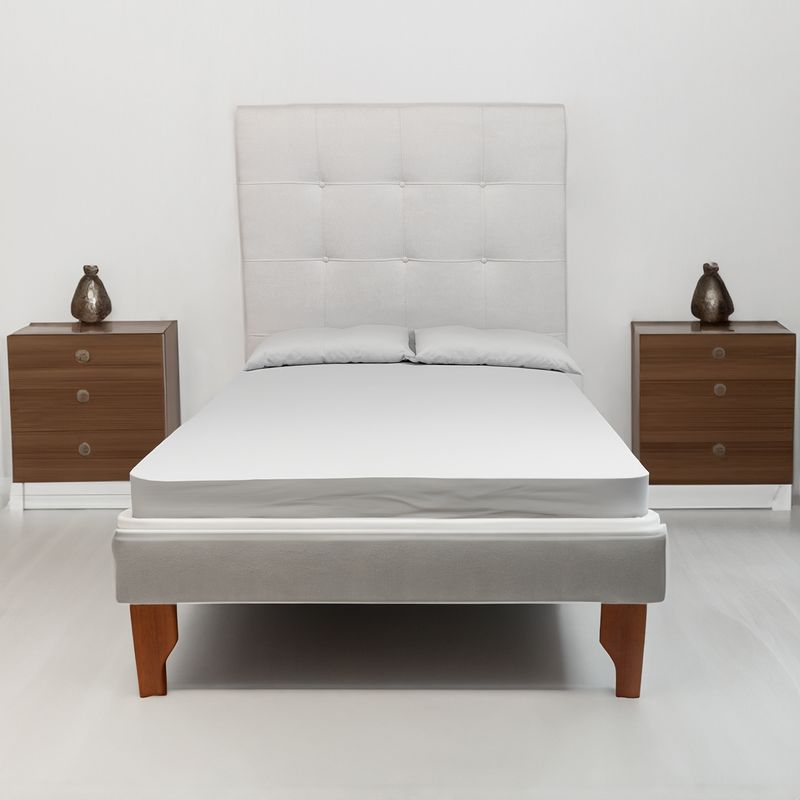 MUEBLES NEW - CAMA PLAZA Y MEDIA GRIS LINO