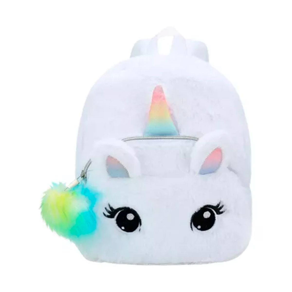 GENERICO - Mochila Unicornio Peludita Para Niña Blanco