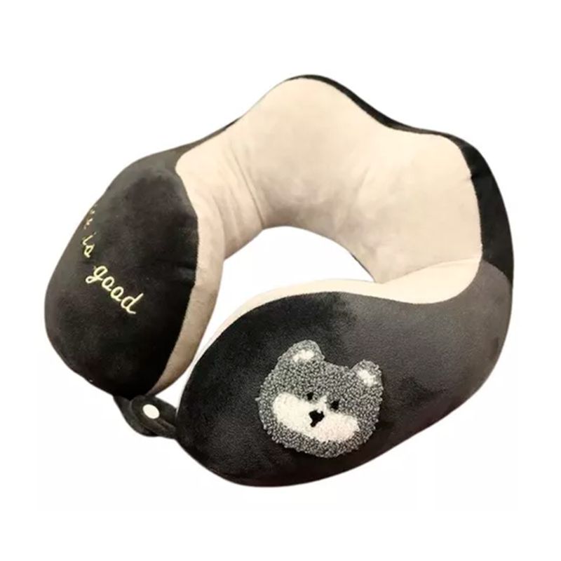 GENERICO - Almohada Cuello Cervical Para Viaje Husky Negro