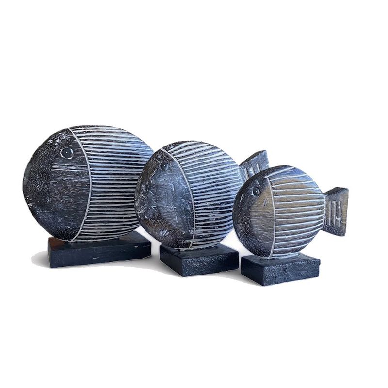 MONTREAL - Decoración Náutica, Marina, Peces Madera Pack de 3 Pescados