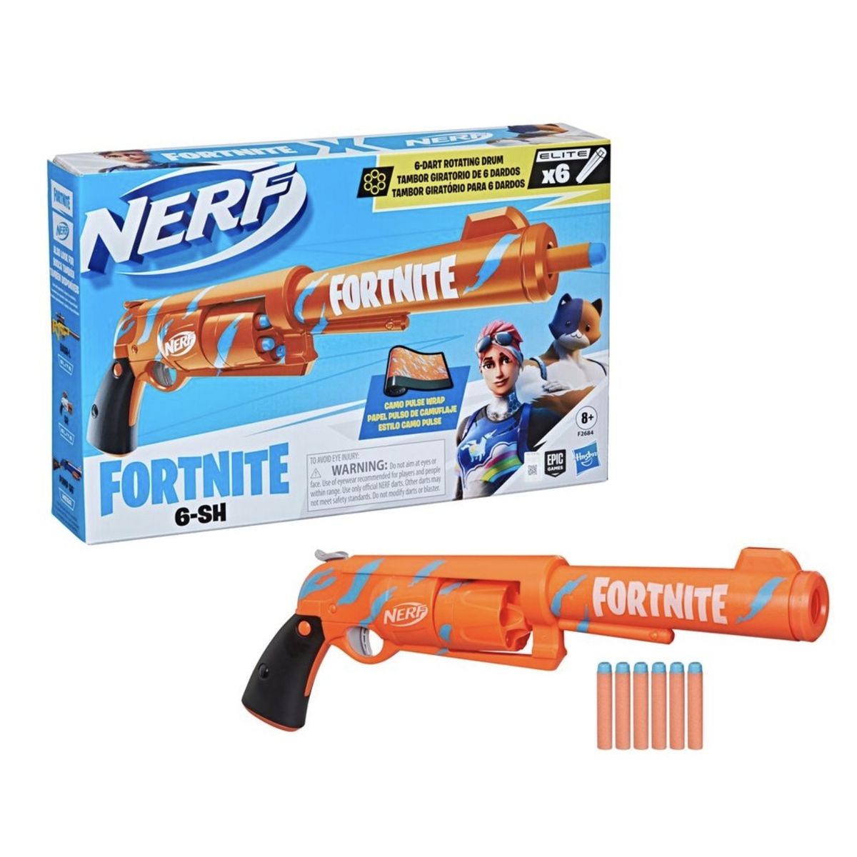 NERF - Lanzador Nerf Fortnite 6 Sh Giratorio