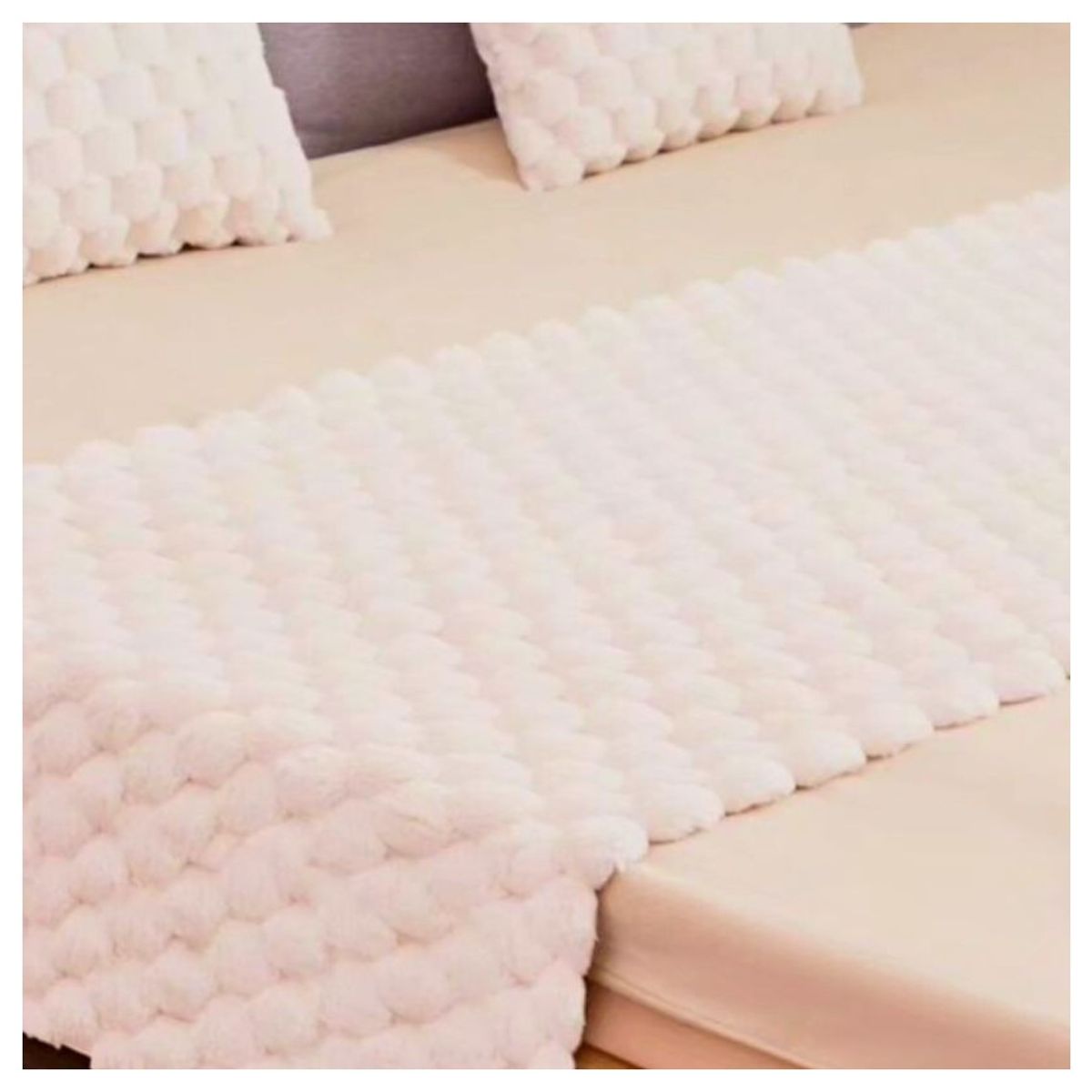 COMPRAPO - Set Piecera Piel Sintética 190x70 y 2 Fundas Cojín 45x45 Blanco