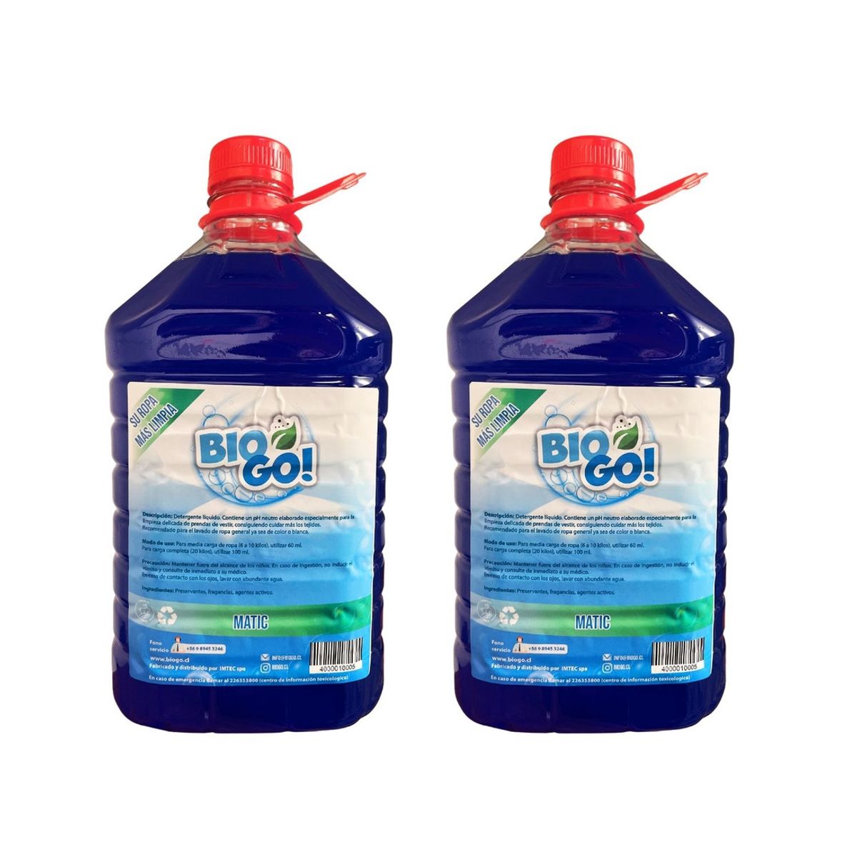 DBLUE - Detergente BioGo! Matic 5 Litros Pack 2 Unidades DBLUE