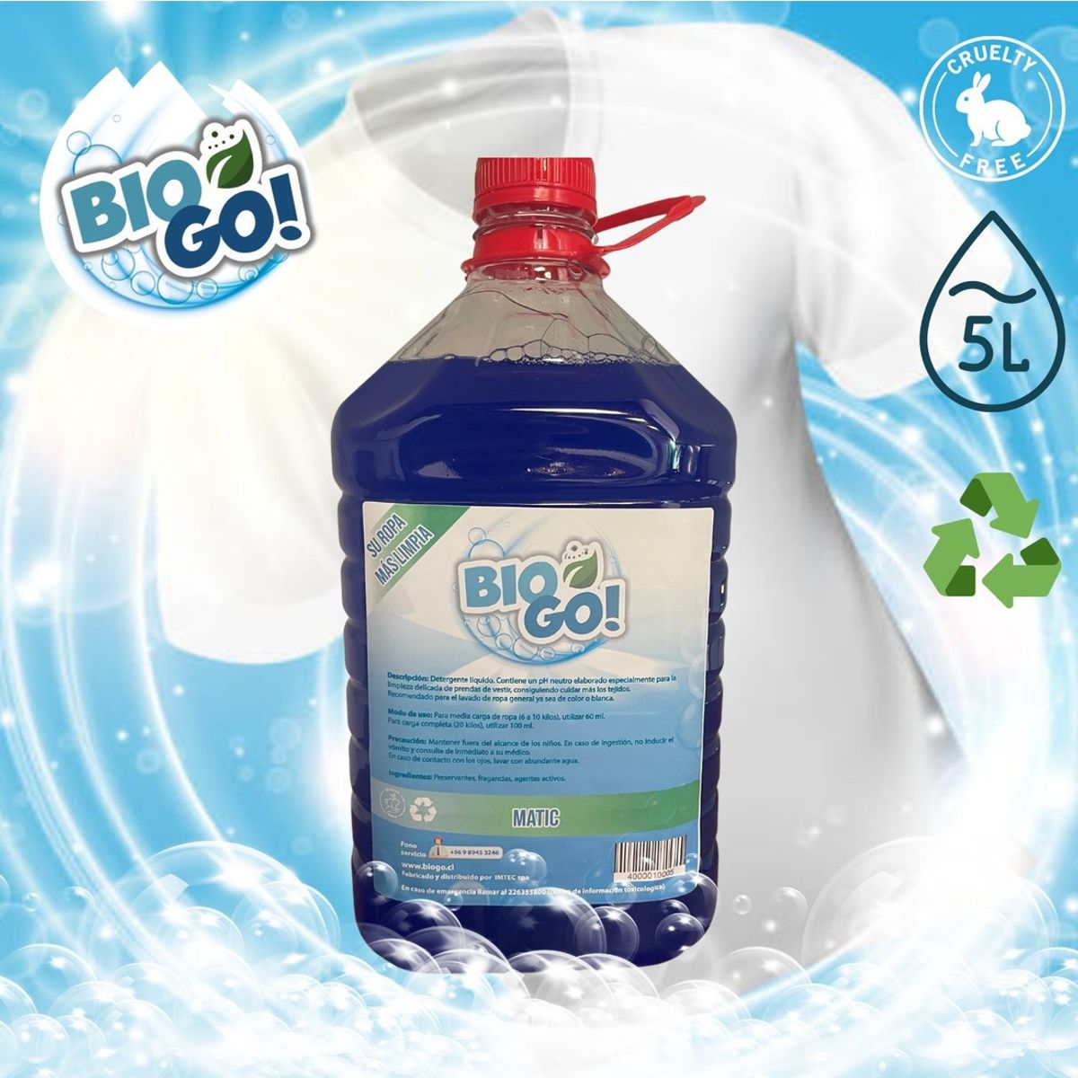 DBLUE - Detergente BioGo! Matic 5 Litros Pack 2 Unidades DBLUE