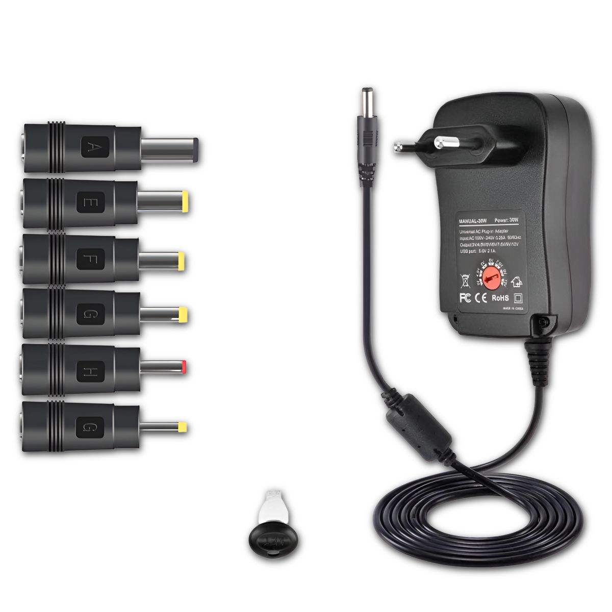 UTEK - Transformador 12V Regulables 2A / 24W + 6 Plug Universales