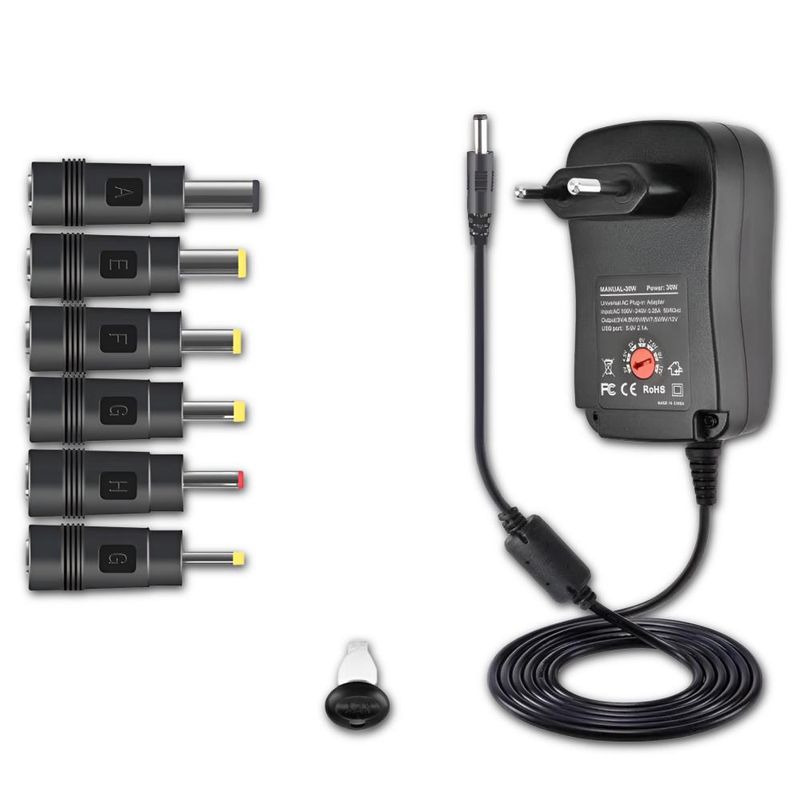 UTEK - Fuente de Poder 12V/2A Regulable + Plug Universales UT-UCH24