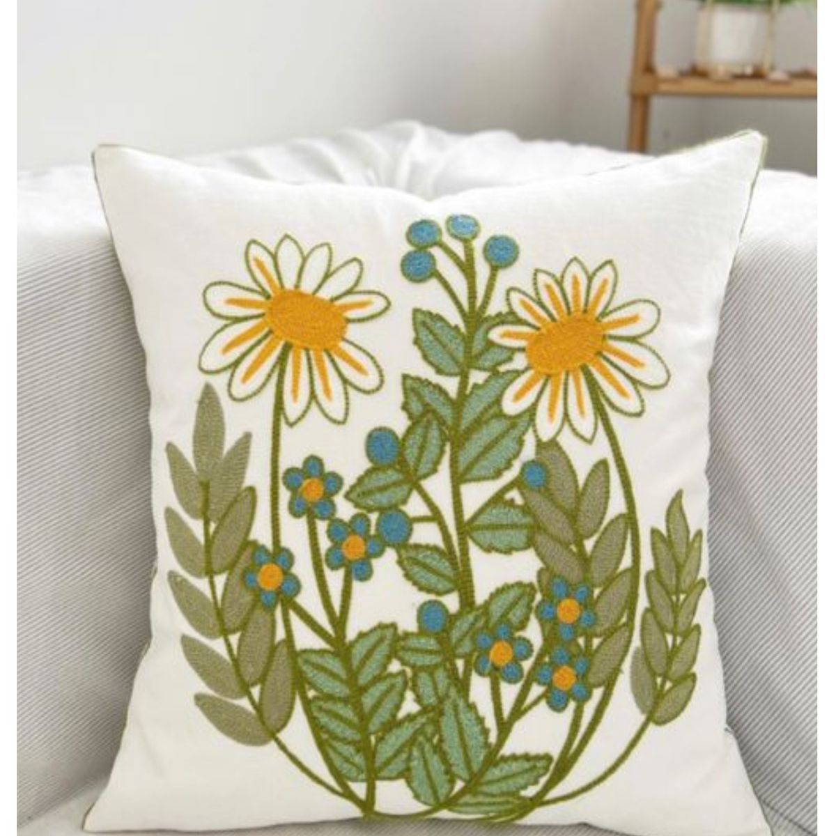 COMPRAPO - Set Pack x 2 Fundas para Cojín Bordado Verde Campo 45x45 cm