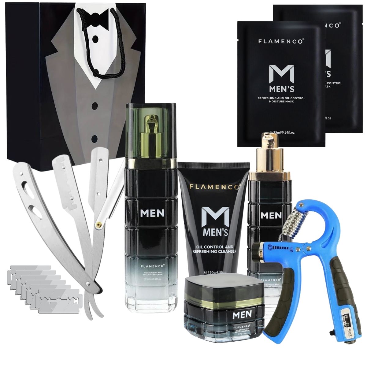 FLAMENCO - Navaja De Barba Kit Skincare Para Hombre 5 Pasos Flamenco  mascarilla