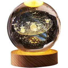 KUANGYE - Lampara De Noche Led 3d Galaxia Bola Cristal Sistema Solar