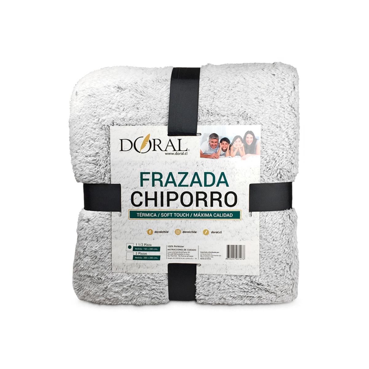 DORAL - Frazada Chiporro 2 Plazas Color Gris Doral - Shopyclick