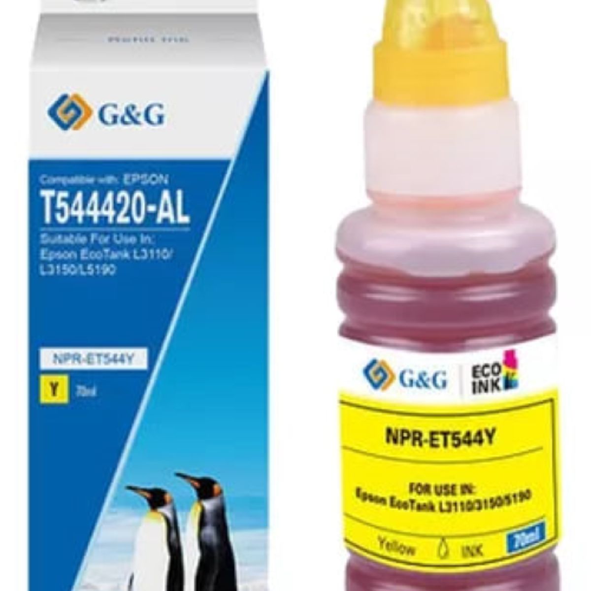 GENERICO - Tinta T544 Amarilla Con Boquilla Para Epson L3110-L3158-L6160 G-G