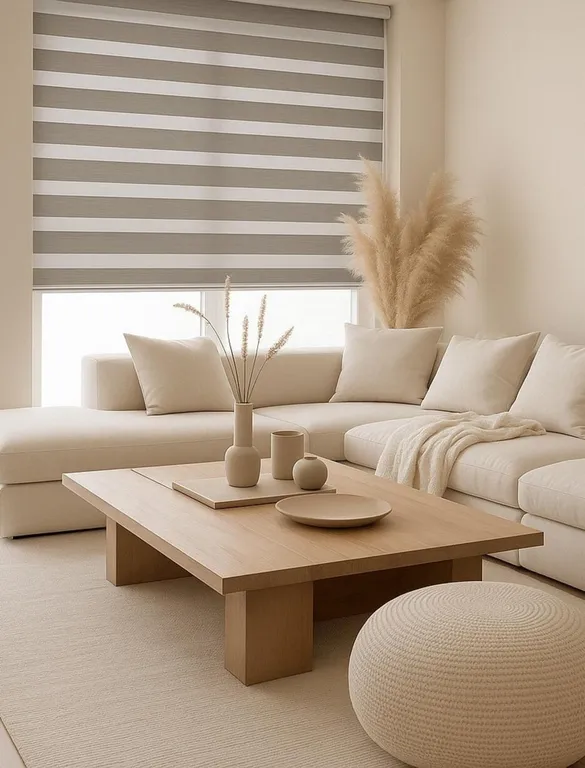Cortina Roller Duo Blackout Perla 180x240 Zebra Dia y Noche