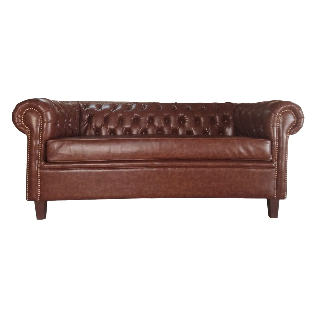 MUEBLERIA LATINA - SOFA PU ECOCUERO 3 CUERPOS CHESTERFIELD CAPITONE TERRACOTA LARGE