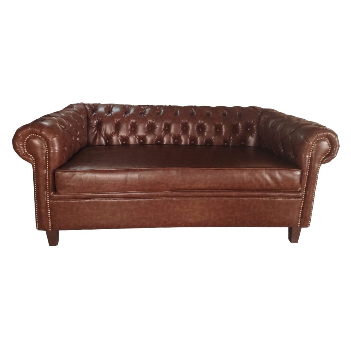 MUEBLERIA LATINA - SOFA PU ECOCUERO 3 CUERPOS CHESTERFIELD CAPITONE TERRACOTA LARGE